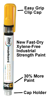 Industrial Paint Markers for heavy duty marking. Permanent Paint markers for all surfaces, glass, metal, plastic, wood. Clean, dirty oily or wet surface paint markers