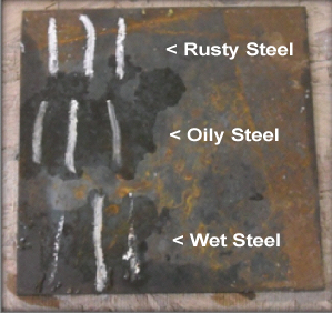 IMC Marks Solid Stick Paint Markers on-site marking test results versus 2 competitors industrial markers on rusty, wet, oily and dirty surfaces